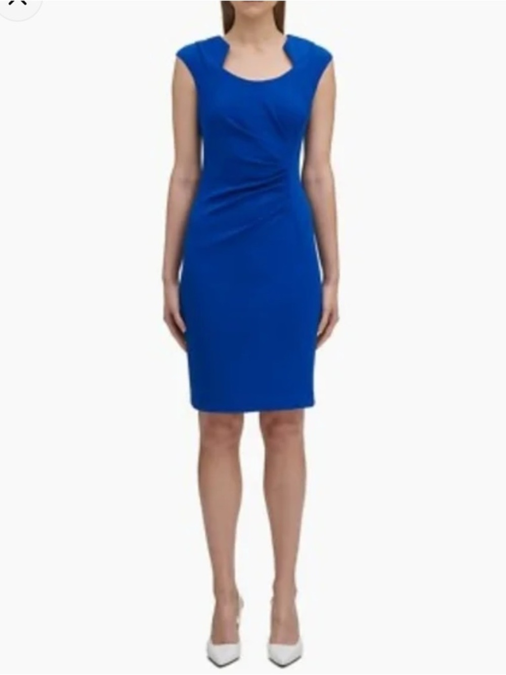 NWT Calvin Klein HORSESHOE NECK RUCHED SHEATH DRESS